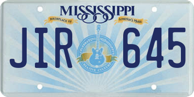 MS license plate JIR645
