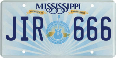 MS license plate JIR666