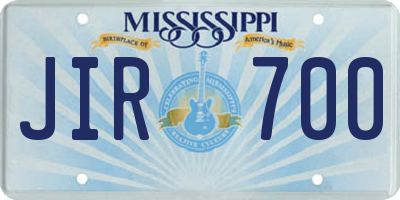 MS license plate JIR700