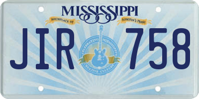 MS license plate JIR758
