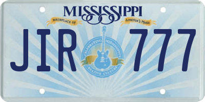 MS license plate JIR777
