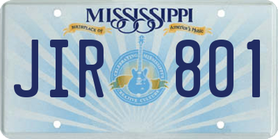 MS license plate JIR801