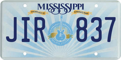 MS license plate JIR837