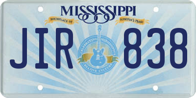 MS license plate JIR838
