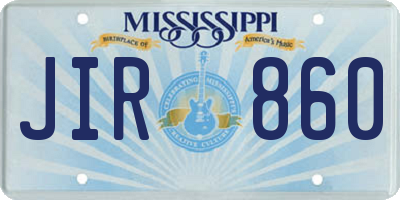 MS license plate JIR860