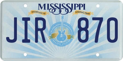 MS license plate JIR870