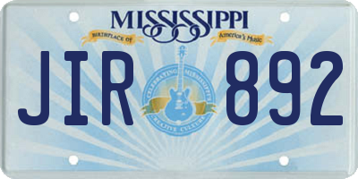 MS license plate JIR892