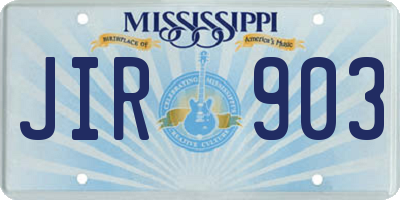 MS license plate JIR903