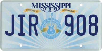 MS license plate JIR908