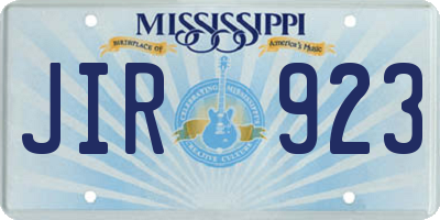 MS license plate JIR923
