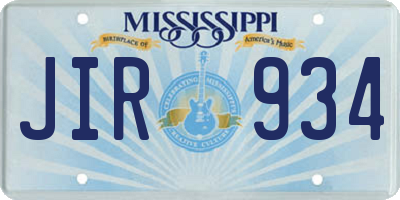 MS license plate JIR934