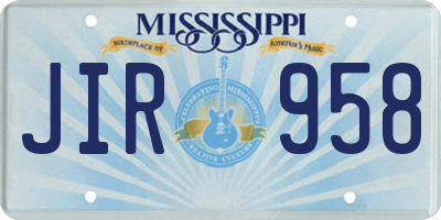 MS license plate JIR958