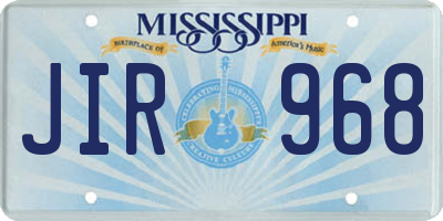 MS license plate JIR968