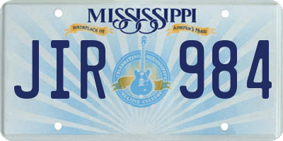 MS license plate JIR984