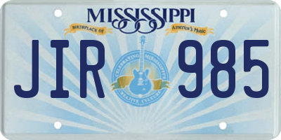 MS license plate JIR985