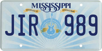 MS license plate JIR989