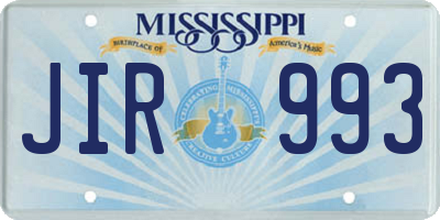 MS license plate JIR993