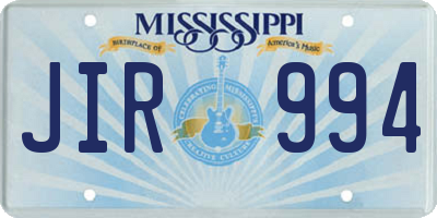 MS license plate JIR994