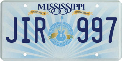 MS license plate JIR997