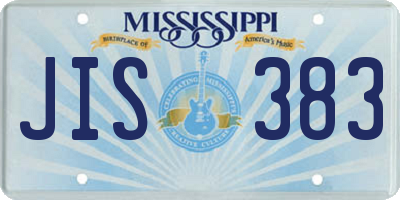 MS license plate JIS383