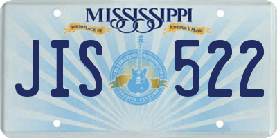 MS license plate JIS522