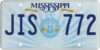 MS license plate JIS772
