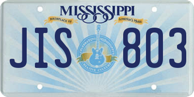 MS license plate JIS803
