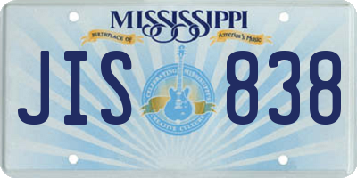 MS license plate JIS838