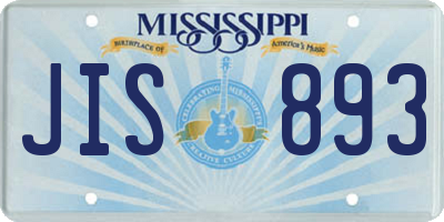 MS license plate JIS893