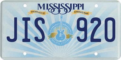 MS license plate JIS920