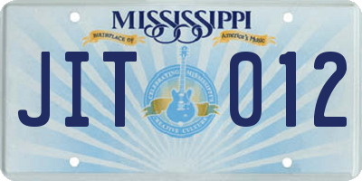 MS license plate JIT012