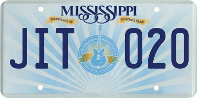 MS license plate JIT020