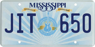 MS license plate JIT650