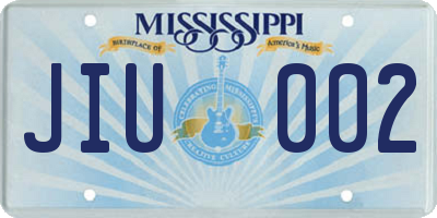 MS license plate JIU002