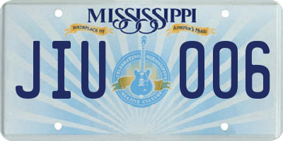 MS license plate JIU006