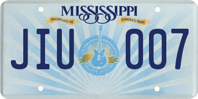 MS license plate JIU007