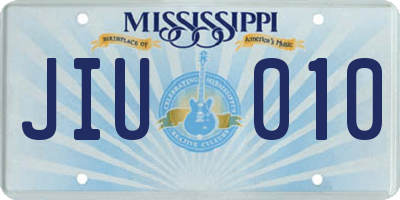 MS license plate JIU010