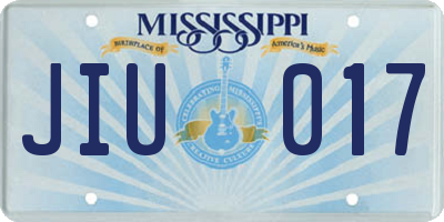MS license plate JIU017