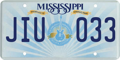 MS license plate JIU033