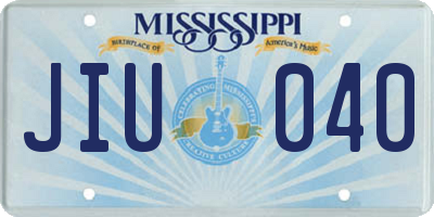 MS license plate JIU040
