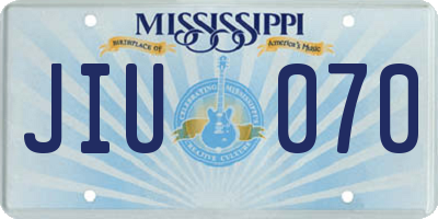 MS license plate JIU070