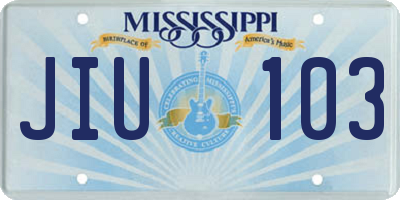 MS license plate JIU103