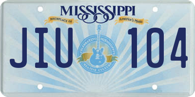 MS license plate JIU104