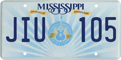 MS license plate JIU105