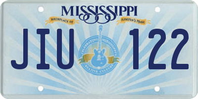 MS license plate JIU122
