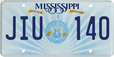 MS license plate JIU140