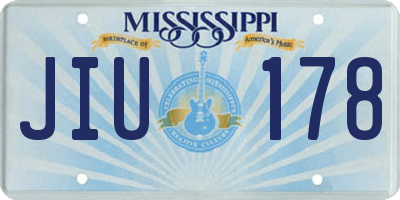 MS license plate JIU178
