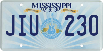 MS license plate JIU230
