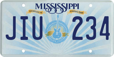 MS license plate JIU234