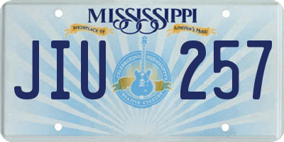 MS license plate JIU257